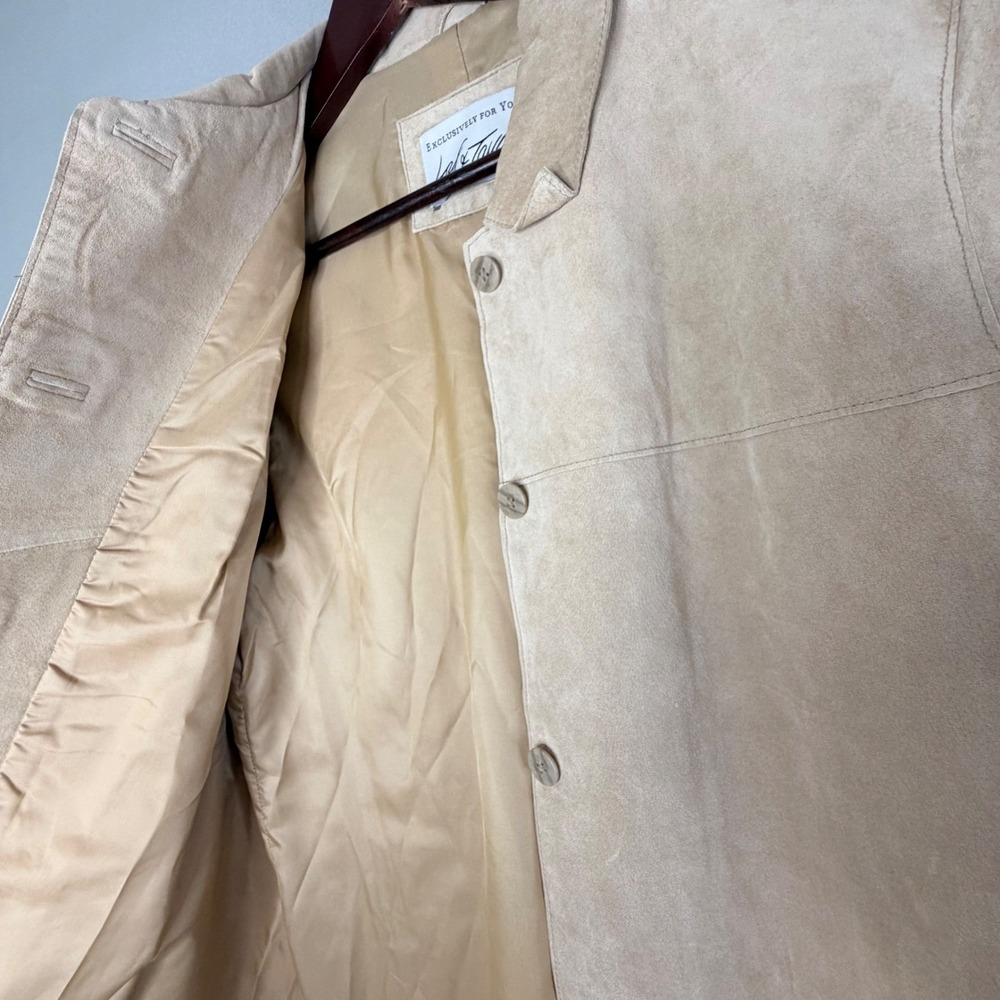 LORD & TAYLOR Tan Suede Leather Jacket Women's Size L Classic Style - Picture 12 of 14